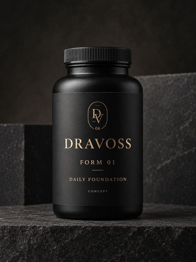 FORM 01 capsule bottle, full pack with cap and base visible.